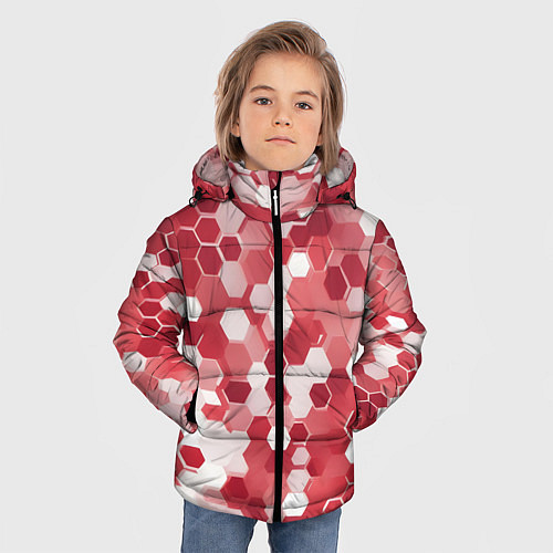 Зимняя куртка для мальчика Кибер Hexagon Красный / 3D-Красный – фото 3