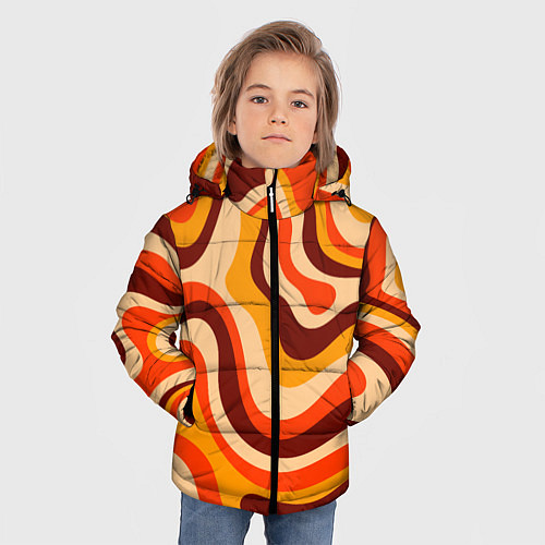 Зимняя куртка для мальчика Ретро текстура линий / 3D-Черный – фото 3