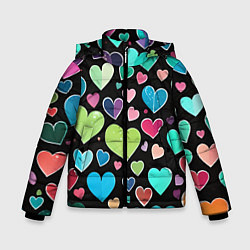 Куртка зимняя для мальчика Сердечный принт - нейросеть, цвет: 3D-черный