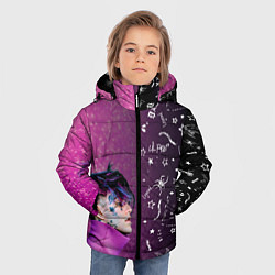 Куртка зимняя для мальчика Лил Пип тату фиолетовый, цвет: 3D-черный — фото 2
