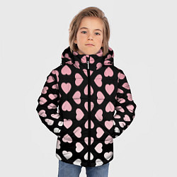 Куртка зимняя для мальчика Розовые сердечки на чёрном, цвет: 3D-черный — фото 2