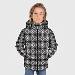 Куртка зимняя для мальчика Серо - розовый геометрический узор, цвет: 3D-черный — фото 2