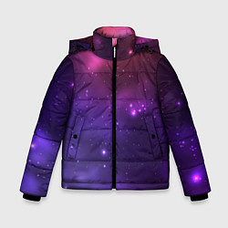 Зимняя куртка для мальчика Разноцветный космос - неоновое свечение