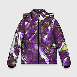 Зимняя куртка для мальчика Космические кибер схемы фиолетовые