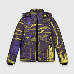 Куртка зимняя для мальчика Кибер схемы Жёлтый и фиолетовый, цвет: 3D-красный