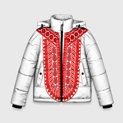 Куртка зимняя для мальчика Красная славянская вышиванка, цвет: 3D-красный