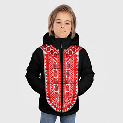 Куртка зимняя для мальчика Красный орнамент в руском стиле, цвет: 3D-черный — фото 2