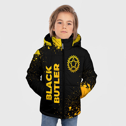 Зимняя куртка для мальчика Black Butler - gold gradient: надпись, символ / 3D-Черный – фото 3