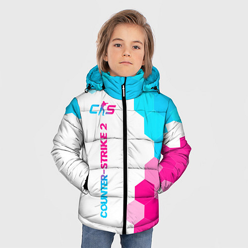 Зимняя куртка для мальчика Counter-Strike 2 neon gradient style: по-вертикали / 3D-Черный – фото 3