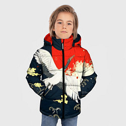 Куртка зимняя для мальчика Кимоно с японскими журавлями, цвет: 3D-красный — фото 2