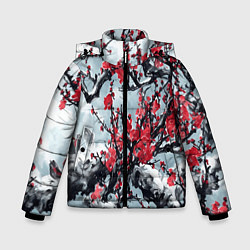 Зимняя куртка для мальчика Лепестки цветущей вишни - сакура