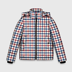 Куртка зимняя для мальчика Полосатый сине-красный клетчатый, цвет: 3D-черный