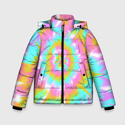 Куртка зимняя для мальчика Tie-Dye кислотный в стиле барби, цвет: 3D-светло-серый