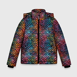 Куртка зимняя для мальчика Разноцветная чешуя дракона, цвет: 3D-черный