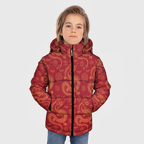 Зимняя куртка для мальчика Dragon red pattern / 3D-Черный – фото 3