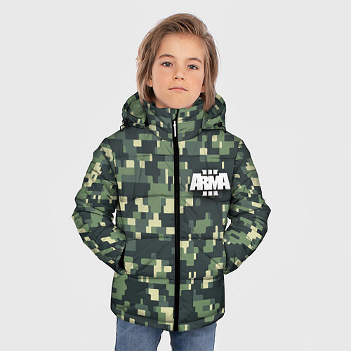 Зимняя куртка для мальчика Арма 3 - зелёное хаки / 3D-Черный – фото 3