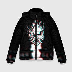Куртка зимняя для мальчика Samurai glitch cyberpunk city, цвет: 3D-светло-серый