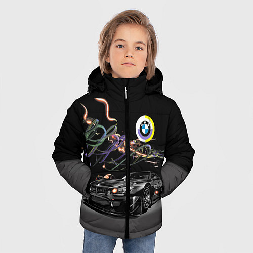 Зимняя куртка для мальчика Бэха в ночном неоновом городе / 3D-Черный – фото 3