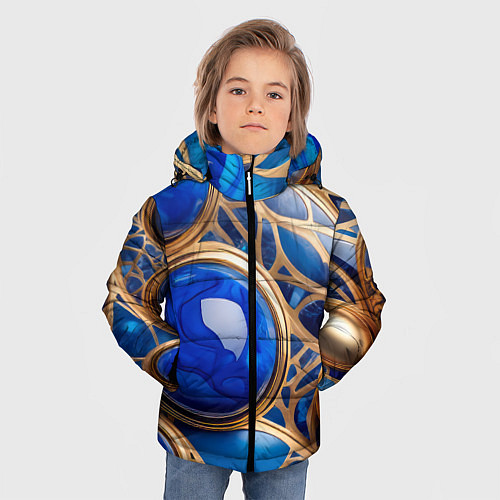 Зимняя куртка для мальчика Лазуритовый флюид / 3D-Черный – фото 3