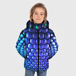 Куртка зимняя для мальчика Цветные соты - объемная абстракция, цвет: 3D-черный — фото 2