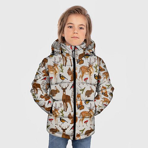 Зимняя куртка для мальчика Лесные животные / 3D-Черный – фото 3