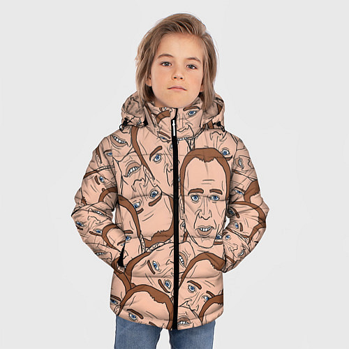 Зимняя куртка для мальчика Лица Николаса Кейджа / 3D-Красный – фото 3