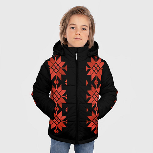 Зимняя куртка для мальчика Удмуртский - вертикаль black 2 / 3D-Черный – фото 3