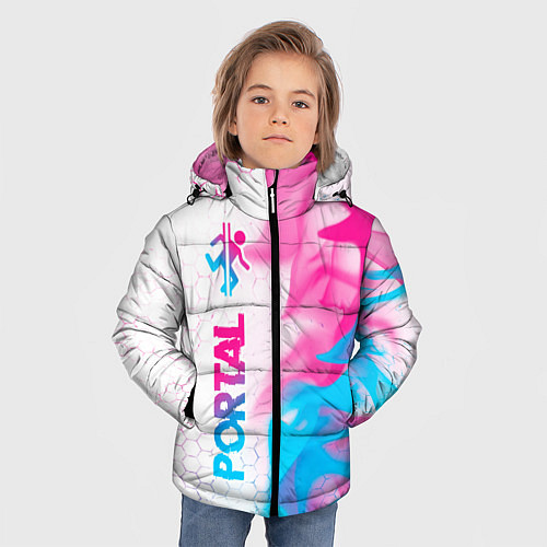 Зимняя куртка для мальчика Portal neon gradient style: по-вертикали / 3D-Черный – фото 3
