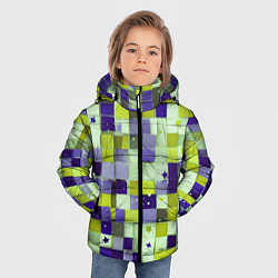 Куртка зимняя для мальчика Ретро квадраты болотные, цвет: 3D-светло-серый — фото 2