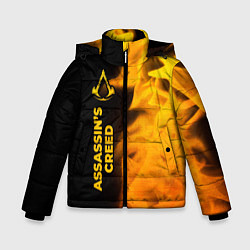 Куртка зимняя для мальчика Assassins Creed - gold gradient: по-вертикали, цвет: 3D-черный