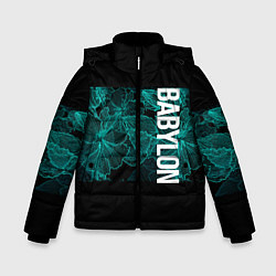 Куртка зимняя для мальчика Вавилон на фоне цветочных узоров, цвет: 3D-черный