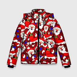 Зимняя куртка для мальчика Новогодний паттерн с дедами морозами