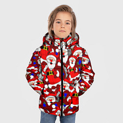 Куртка зимняя для мальчика Новогодний паттерн с дедами морозами, цвет: 3D-черный — фото 2