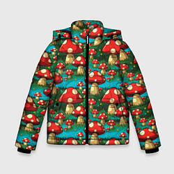 Куртка зимняя для мальчика Мультяшный мухомор паттерн, цвет: 3D-светло-серый