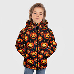 Куртка зимняя для мальчика Весёлые тыквы на Хеллоуин паттерн, цвет: 3D-светло-серый — фото 2