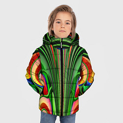 Куртка зимняя для мальчика Травянистый дизайн с оранжевым, цвет: 3D-черный — фото 2