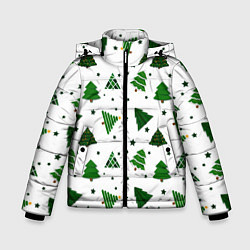Зимняя куртка для мальчика Узор с зелеными елочками
