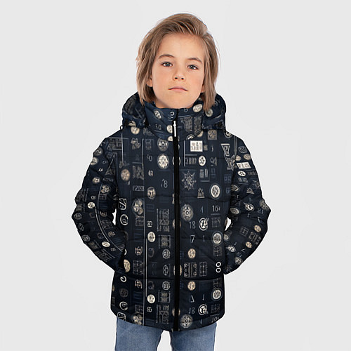 Зимняя куртка для мальчика Загадка ребус из цифр и знаков / 3D-Черный – фото 3