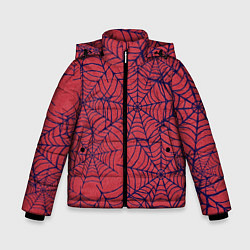 Куртка зимняя для мальчика Паутина красно-синий, цвет: 3D-светло-серый
