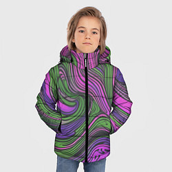 Куртка зимняя для мальчика Волнистый узор фиолетовый и зелёный, цвет: 3D-черный — фото 2