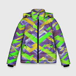 Куртка зимняя для мальчика Зелёные ретро стрелки, цвет: 3D-светло-серый