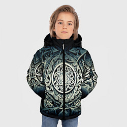 Куртка зимняя для мальчика Орнамент и руны скандинавских викингов, цвет: 3D-черный — фото 2