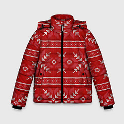 Зимняя куртка для мальчика Красный вязаный узор свитера