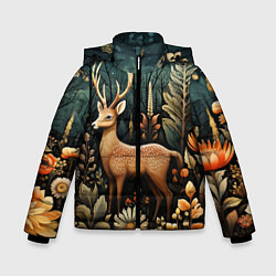 Куртка зимняя для мальчика Лесной олень в стиле фолк-арт, цвет: 3D-светло-серый