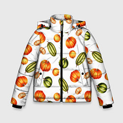 Куртка зимняя для мальчика Разноцветные тыквы - паттерн, цвет: 3D-светло-серый