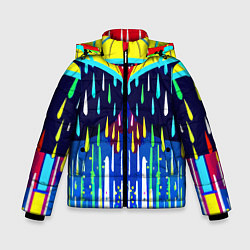 Куртка зимняя для мальчика Два зонтика под дождём - нейросеть, цвет: 3D-красный