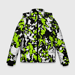 Зимняя куртка для мальчика Абстракция чёрно-зелёная