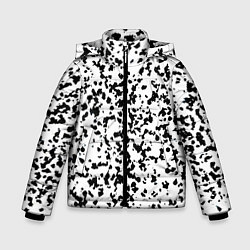 Куртка зимняя для мальчика Пятнистый чёрно-белый паттерн, цвет: 3D-светло-серый
