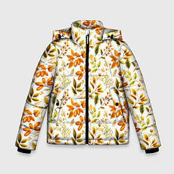 Куртка зимняя для мальчика Осенние листья и желуди, цвет: 3D-светло-серый