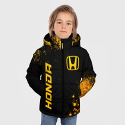 Куртка зимняя для мальчика Honda - gold gradient: надпись, символ, цвет: 3D-черный — фото 2